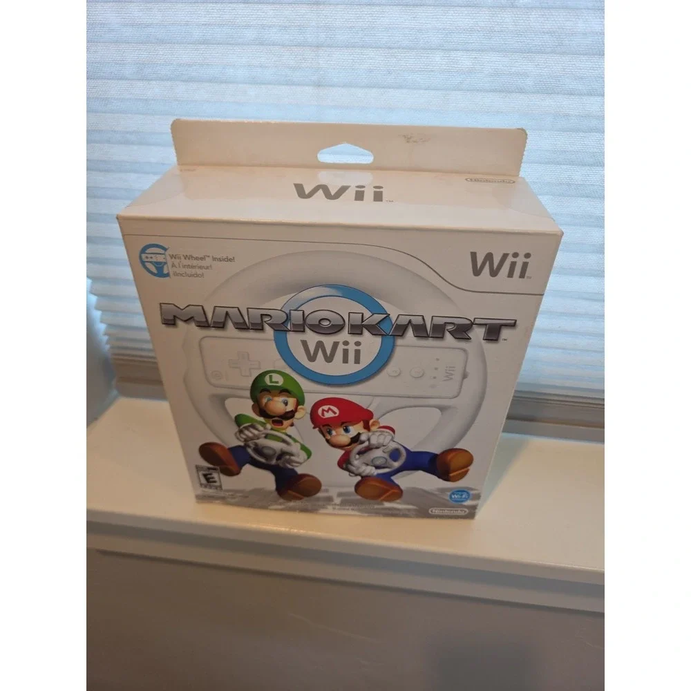New Mario Kart Wii Steering Wheel Big Box Bundle wheel & game Manual